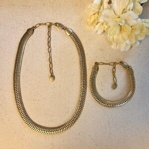 Lustrous GOLD Herringbone Necklace & Bracelet